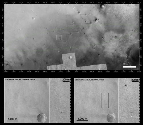 Снимки орбитального аппарата MRO проливают свет на случившееся с посадочным модулем Schiaparelli