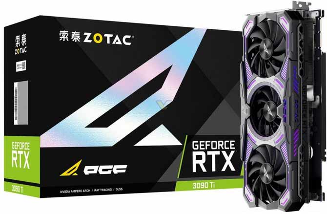 ZOTAC GeForce RTX 3090 Ti PGF OC — Чудовищная 4-слотовая видеокарта с кронштейном в комплекте