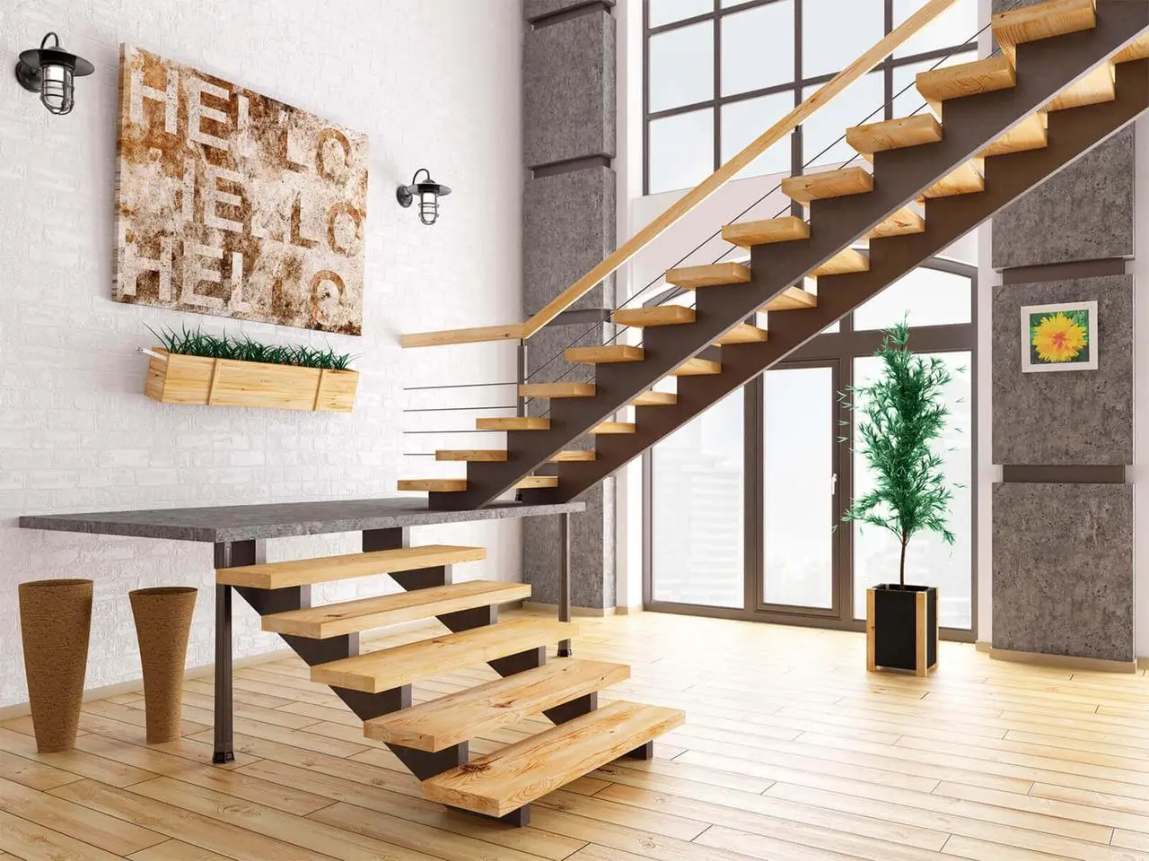 Дизайн открытой лестницы: плюсы и минусы